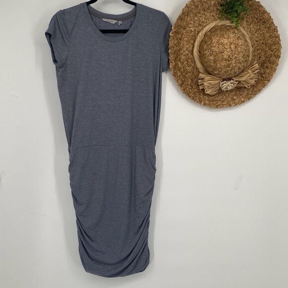 Athleta Topanga Stretch MIDI Dress Pullover Ruched Leisure Soft & Comfortable M - Picture 2 of 13